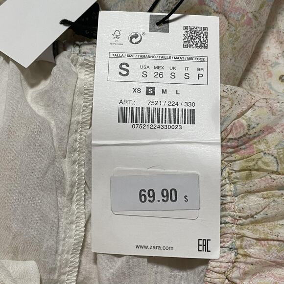 Zara Dress Womens Small Ivory Boho Crochet Halter Maxi Paisley Floral Summer NWT - Picture 9 of 16